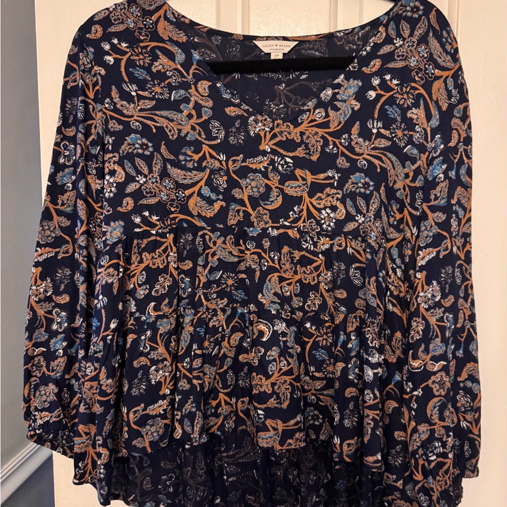 Floral Lucky Brand Navy Blue Top S New